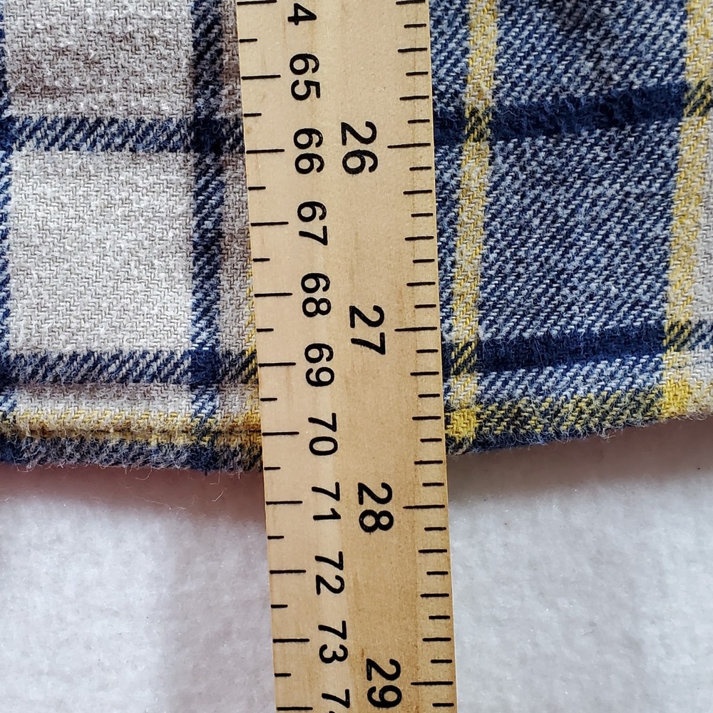 Eddie Bauer Mens Blue Tan Yellow Plaid Flannel Button Down Shirt L EM32LW202 - Picture 6 of 9